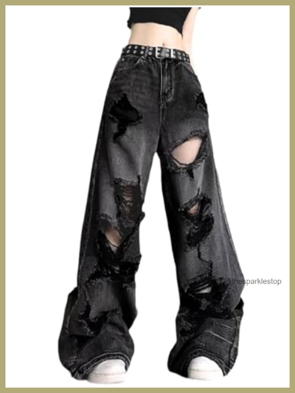 Baggy Ripped Straight Leg High Waisted Jeans